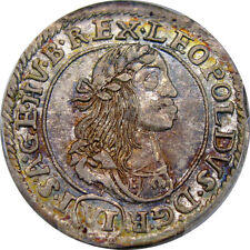 1670-KB HUNGARY PCGS MS64 LEOPOLD I 'HOGMOUTH' 6K ~ BEAUTIFUL RAINBOW & LUSTER picture