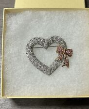Beautiful Vintage Joan Rivers Rhinestone Heart Brooch 1.5