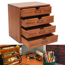 Vintage 4 Layers Wooden Storage Box Drawers Jewelry Display Box Organizer Gift picture
