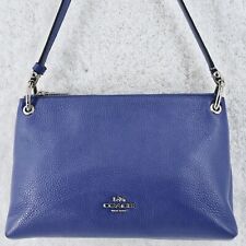 COACH Mia F76645 Periwinkle Blue Pebble Leather Double Zip Crossbody picture