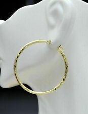 10k Solid Yellow Gold Over Large Hoop Wedding Round Cut Vintage Earrings picture