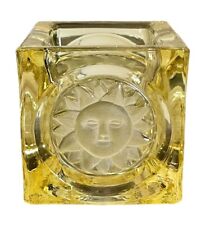 Viking Glass Cube Yellow Sun Block Candle Glimmer Votive Holder 8125 W/ Sticker picture