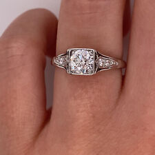1.15CT White Round Cut Moissanite Art Deco Antique Style Ring In 14K White Gold picture