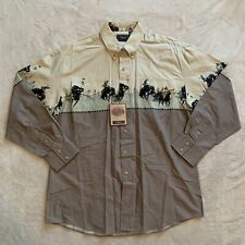 Roper Mens XL Vintage Western Cowboy Graphic Long Sleeve Cotton NWT Shirt picture