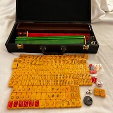 Vintage Mah Jongg Set Butterscotch Bakelite In Original Case Swirl Racks Mahjong picture