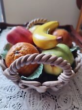Bassano Capodimonte Italian Ceramic Fruit Basket Counterpiece Vintage 60's-70's picture