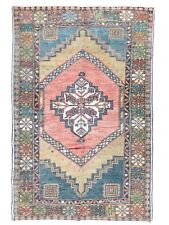 Vintage Faded Multicolor Turkish Rug,Oushak Oriental Handmade 4.3x6.1 ft Carpet picture