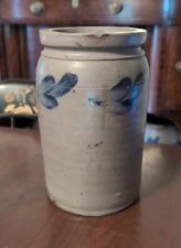 Antique American Stoneware Crock Blue Decorated Salt Glaze 19th Century as is picture