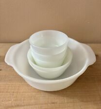 Vintage Anchor Hocking Fire King Milk Glass Custard Cups Bowls Casserole Dish picture