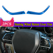 2x Blue Titanium Steering Wheel Button Cover Trim Fit for Toyota Camry 2018-2023 picture