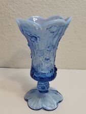 Vintage Fenton Vase Rose Blue Scallop Edge, 9