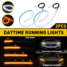 2x 60cm LED Switchback DRL Tube Light Strip Amber Sequential Flow Turn Signal US picture