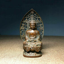  9cm Buddhism Antique Bronze carved Sakyamuni Amitabha Tathagata Buddha Statue picture