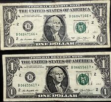 2013 B Series $1 Star Note Duplicates .•.• Partial Star Over Ink Error-BOTH •.• picture
