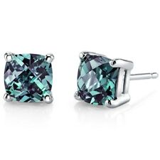 2.5 ct Cushion Cut Lab-Created Alexandrite Stud Earrings in 14K White Gold picture