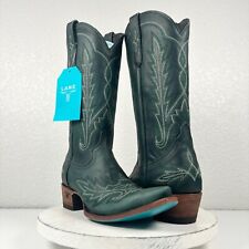 Lane LEXINGTON Green Cowboy Boots 9.5 Leather Western Wear Cowgirl Snip Toe Tall picture