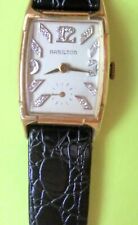 Rare Vintage 14K Hamilton 19 Jewel Watch With Exploding Diamond Dial Chips-VG picture