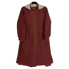 Vintage RAIN SHEDDER Hooded RAIN COAT Rust Red & Beige Size 13/14 picture