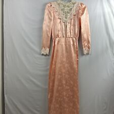 Vintage 1970s Lace Victorian Lavender Maxi Gown Dress Prairie picture