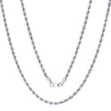 14K White Gold 2.5mm Diamond Cut Rope Chain Pendant Necklace Mens Women 14