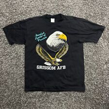 Vintage Josten Grissom Air Force Base AFB Eagle Single Stitch Black Shirt USA L picture