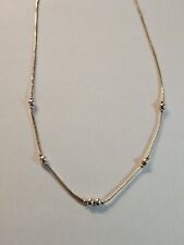 Sterling Silver 925 Liquid Silver Bead Necklace Barrel Clasp 16” 2.9g, VINTAGE picture