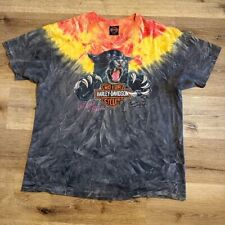 Vintage Harley Davidson Can't Chain The Power Panther Eagle Tie-Dye T-Shirt XXL picture