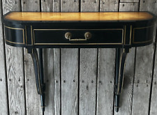 Vintage Ebonized Black & Gold Gilt Wood Wall-Mount Demilune Console Table/Shelf picture