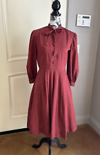 Vintage 1960s Burgendy Full Skirt Shirt Dress Sz M picture