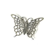 Vintage BEAU Sterling Silver Butterfly Pin Brooch 2'' Inch picture