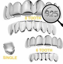 Real 925 Sterling Silver - GRILLZ Top Bottom Hip Hop Grills 6 8 Or Single Teeth picture
