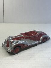 Vintage Antique 1930s-40s Hubley Kiddie Tin Toy Metal Car Red Silver Advertising picture