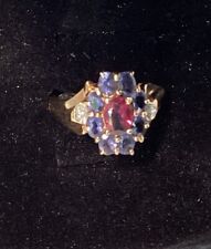 VINTAGE Estate 10K YELLOW GOLD RUBY Sapphire CZ RING SIZE 7.8 picture
