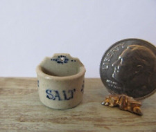 Artisan Jane Graber Stoneware Pottery  Salt Box   Dollhouse Miniature 1:12 picture