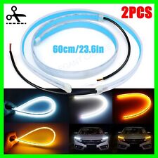 2 x 60CM LED DRL Light Amber Sequential Flexible Turn Signal Strip for Headlight picture