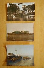 3 Hand Tinted Photographs PORTLAND MAINE ME Head Light Deering Park Swan Boat picture
