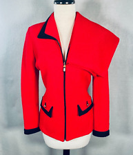 St. John Skirt Suit Womens 4 Red Full Zip Santana Knit Blazer Jacket picture