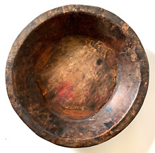 Antique Primitive Wooden Bowl HAND CARVED FARMHOUSE  16