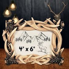 Rustic Faux Deer Antler 6 x 4 Photo Frame Stand Hunting Cabin Lodge Decoration picture