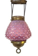 Antique VICTORIAN CRANBERRY HOBNAIL Glass Hanging Library Lamp Incomplete picture
