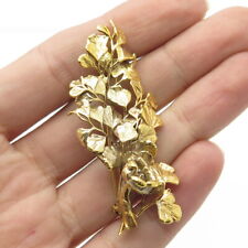 DANICA EGGERT 925 Sterling Silver Gold Plated Vintage Denmark Floral Pin Brooch picture