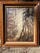 Oil Painting Fall Forest Landscape Signed picture