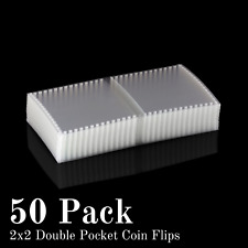 (50) 2x2 Double Pocket Coin Flips Mylar Archival Holders picture