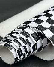 Classic TEXTURED Black & White CHECKERED Faux Leather Waterproof Vinyl SBY picture