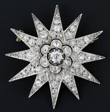 Wonderful Victorian Star Design Lab-Created 3.02CT Diamonds 935 Silver Brooch picture