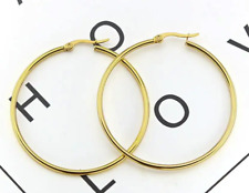 Stainless Steel Gold Rose Gold Black Silver Simple Round Hoop Earrings 10-70mm picture