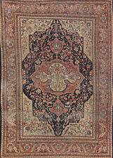 Pre-1900 Vegetable Dye Saroouk Farrahhan Hand-knotted Antique Rug 8x11 Carpet picture