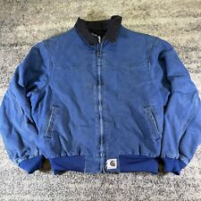 VTG Carhartt Jacket Men's XL Regular Santa Fe Quilt Lined Blue Canvas J14 BLU picture