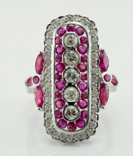 Antique 1900s Style with White CZ  & Pink Lab Created Ruby Women's Ring picture