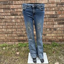 Vintage L.E.I. Jeans Womens Size 9 Lace Pattern Flare Low Rise No Back Pockets picture